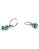 Pear Shaped Emerald and Diamond Halo Drop Earrings